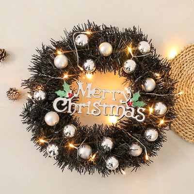 Wreath With Merry Christmas Sign,Artificial Christmas Door Wreath Decorative Shatterproof Hanging Ornament Wreath For Holiday Home Party Decorations