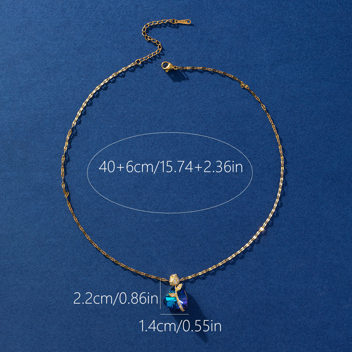 Women's Fashion Sapphire Heart Pendant Necklace