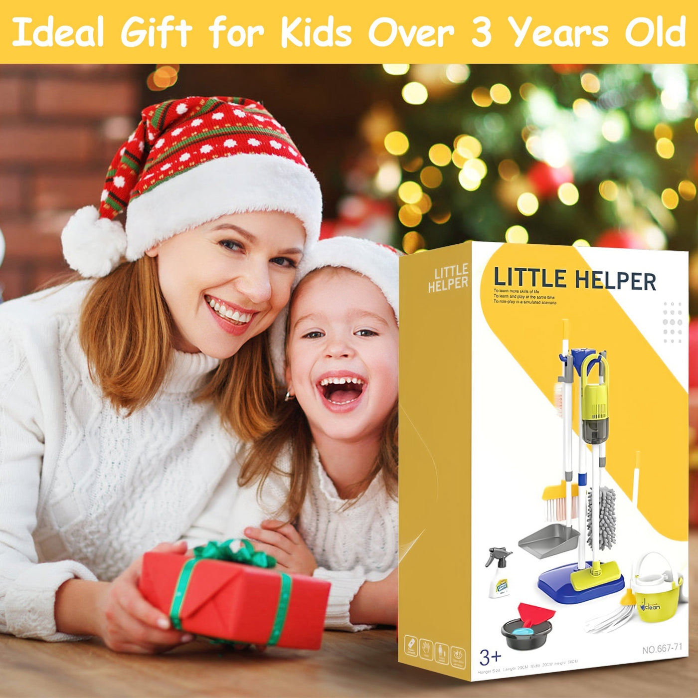 Set Of 14Pcs Kids Cleaning Toy Set Toddler Housekeeping Pretend Play Kit With Vacuum Cleaner Broom Mop Organization Stand For Boys Girls Aged 3 4 5