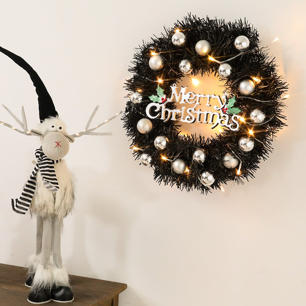 Wreath With Merry Christmas Sign,Artificial Christmas Door Wreath Decorative Shatterproof Hanging Ornament Wreath For Holiday Home Party Decorations